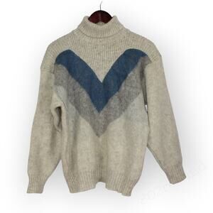 Small Vintage Alafoss Icewool Knit Turtleneck Wool Sweater Iceland Nordic Retro